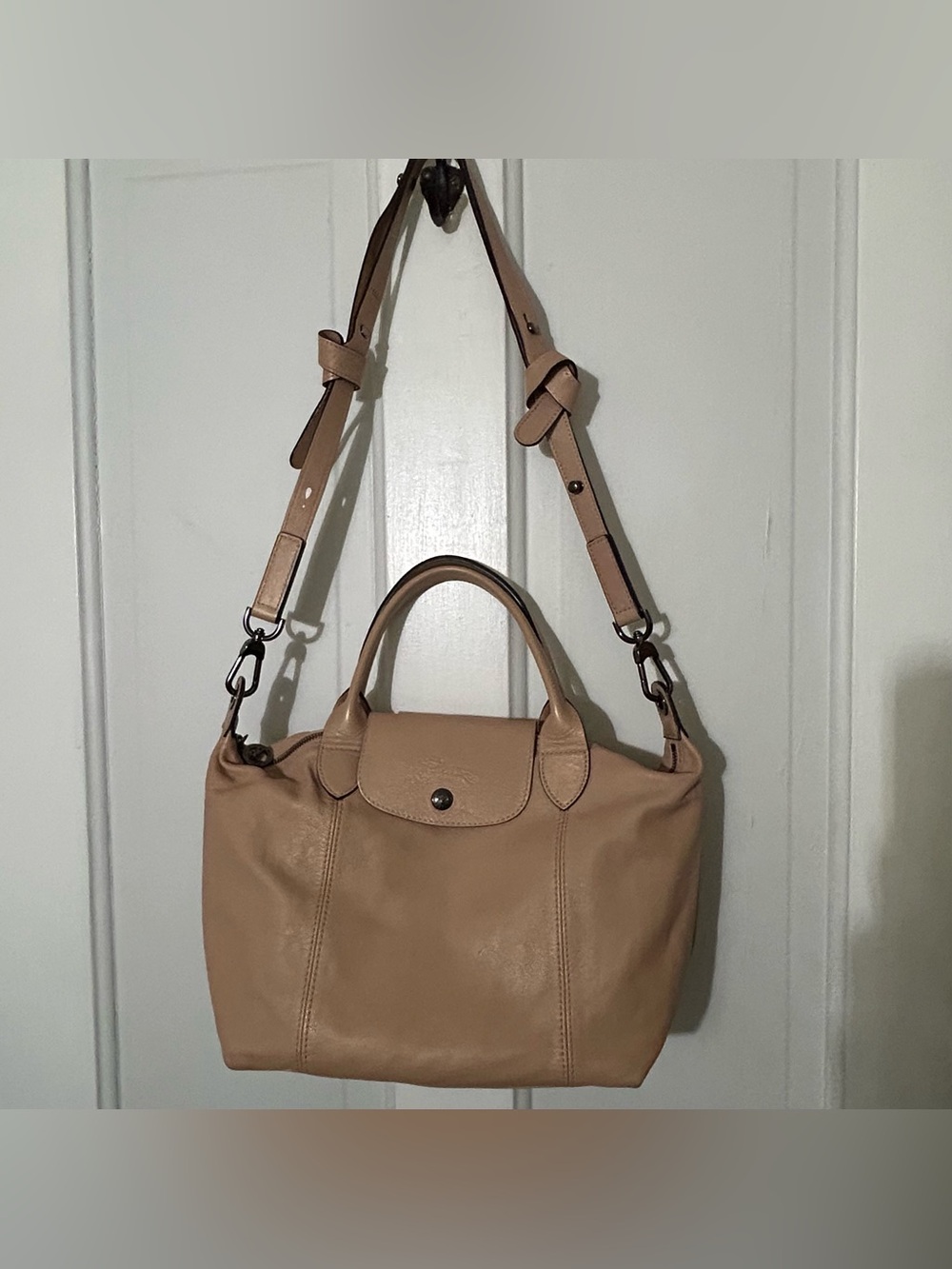 Longchamp Le Pliage Cuir Small Beige Leather Tote - Picture 10 of 10